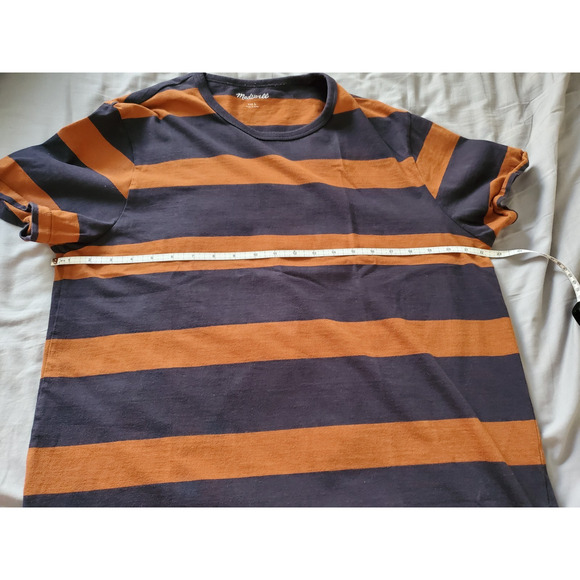 Madewell Men’s Striped T‑Shirt Navy Orange 100% Cotton Short Sleeve Size L - Picture 3 of 12